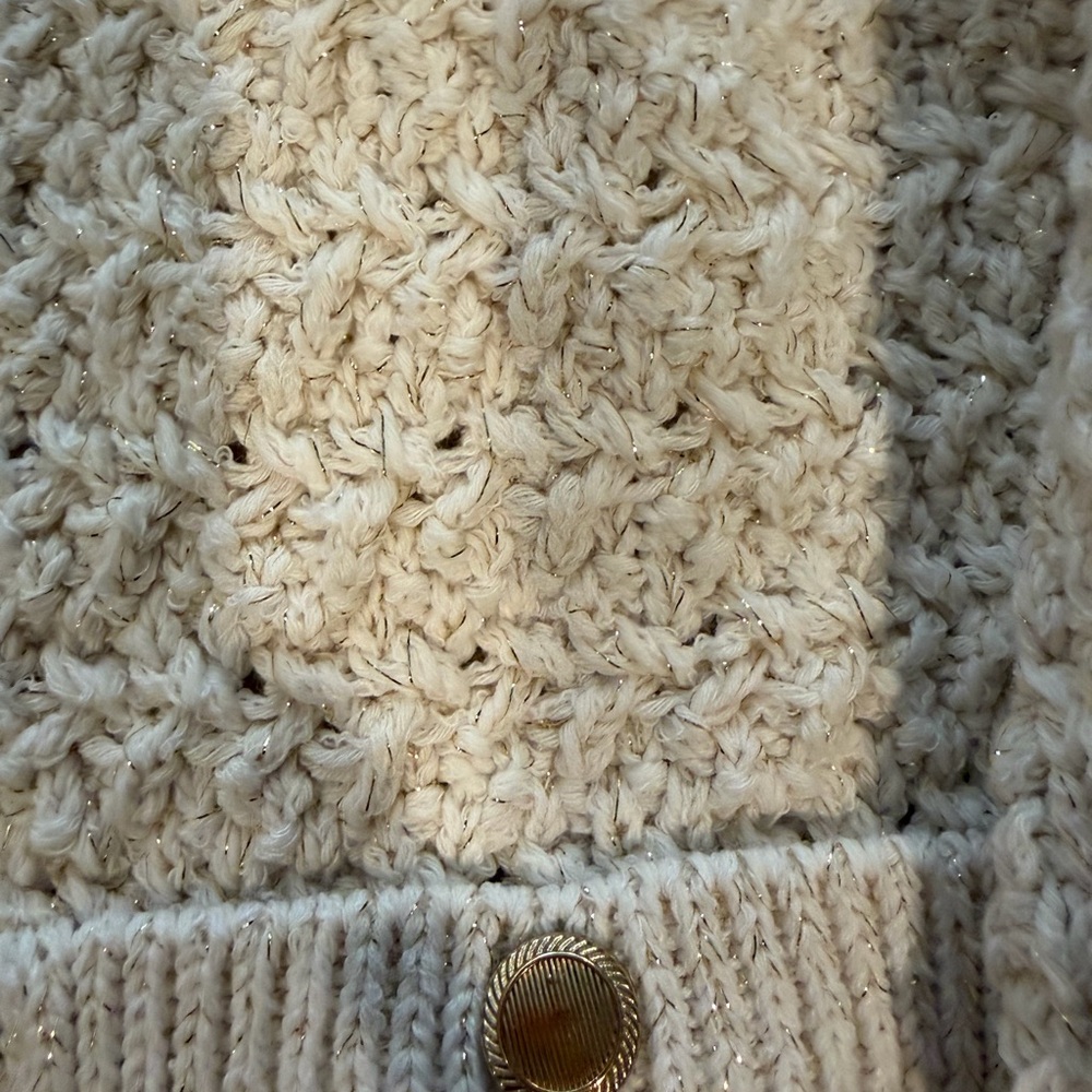 Cream Textured Button Front Cardigan - Picture 4 of 4